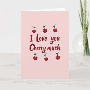 Tarjeta de amor con cereza y juego de palabras