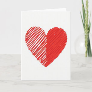 Tarjeta de amor con corazón a rayas rojas
