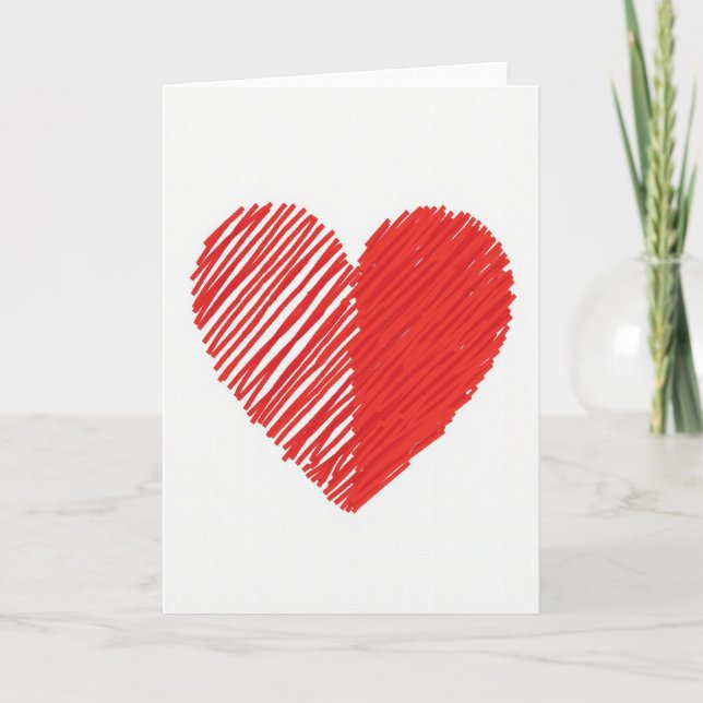 Tarjeta de amor con corazón a rayas rojas (Anverso)