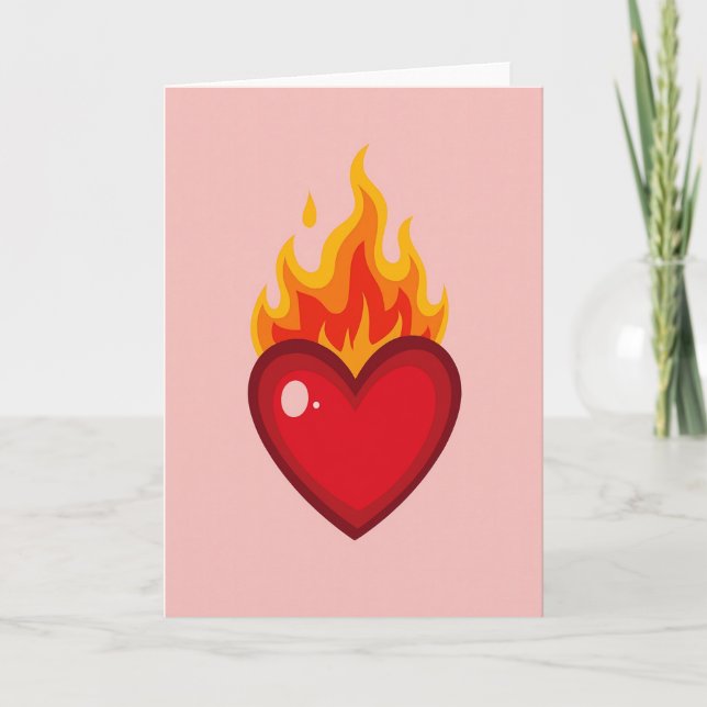 Tarjeta de amor con corazón ardiente (Anverso)