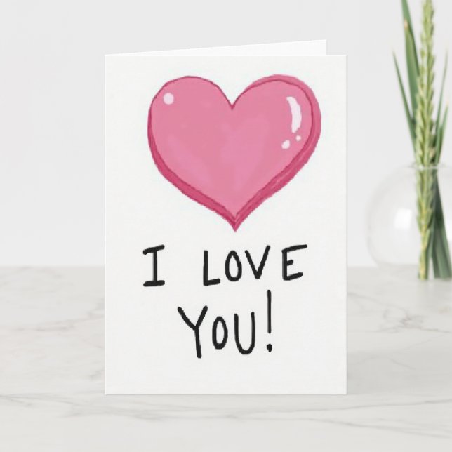Tarjeta de amor con corazón brillante rosa (Anverso)