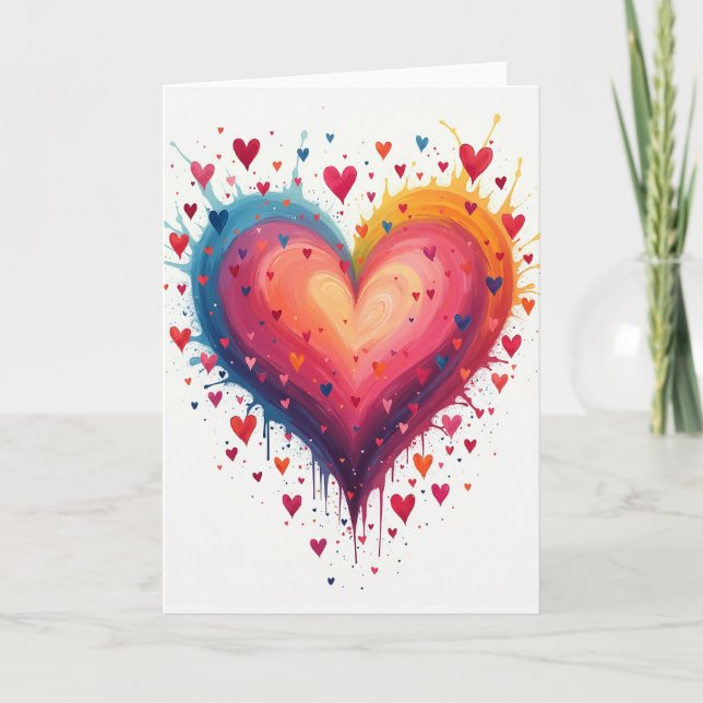 Tarjeta de amor con corazón de acuarela (Anverso)