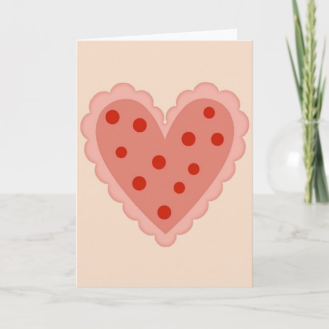 Tarjeta de amor con corazón de lunares (Anverso)