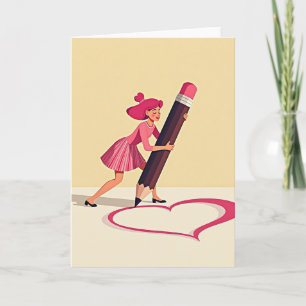 Tarjeta de amor con corazón dibujado a mano