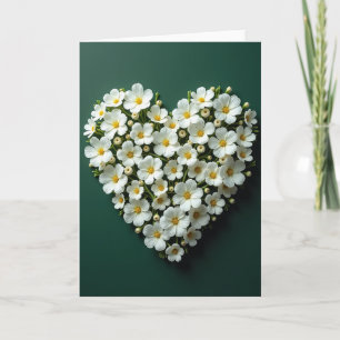 Tarjeta de amor con corazón floral blanco