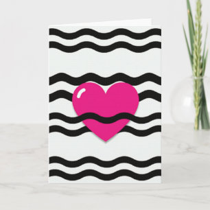 Tarjeta de amor con corazón ondulado rosa