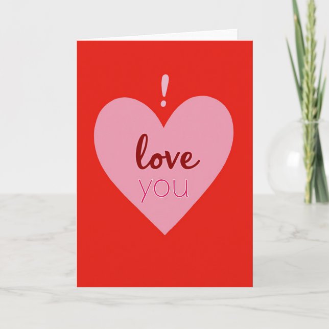 Tarjeta de amor con corazón rosa (Anverso)