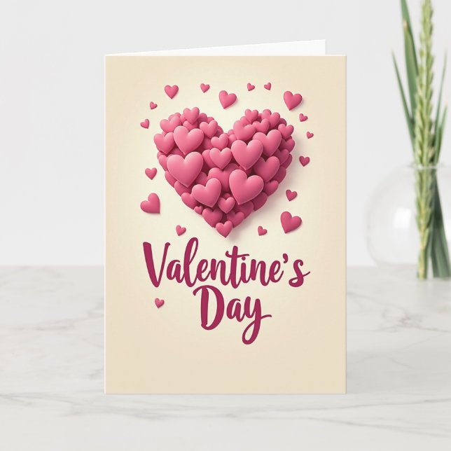 Tarjeta de amor con corazón rosa romántico (Anverso)