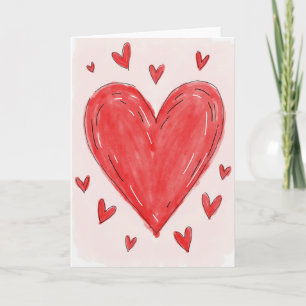 Tarjeta de amor con corazones dibujados a mano sen