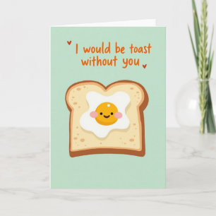 Tarjeta de amor con divertido huevo en tostada