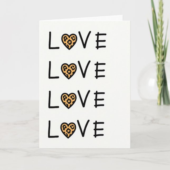 Tarjeta de amor con estampado de leopardo (Anverso)
