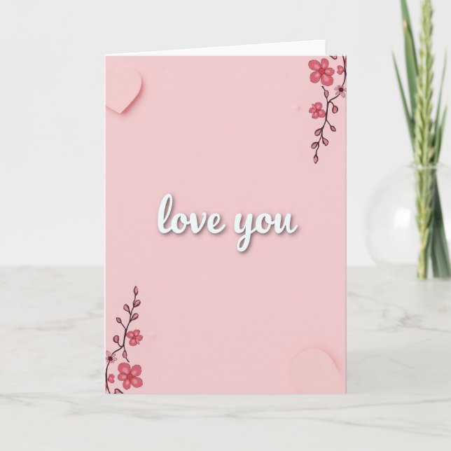 Tarjeta de amor con flores en relieve romántico (Anverso)