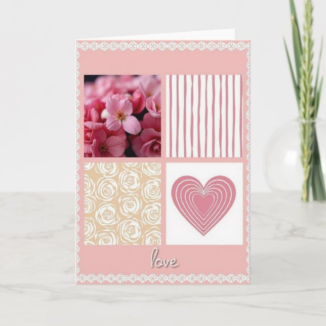 Tarjeta de amor con fondo rayado (Anverso)