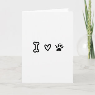Tarjeta de amor con hueso de perro y corazón de pa