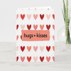 Tarjeta de amor con patrón de abrazos y besos