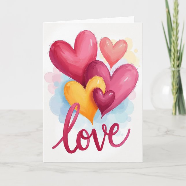 Tarjeta de amor con patrón de corazón (Anverso)
