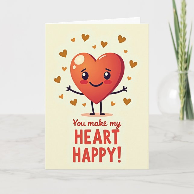 Tarjeta de amor con patrón de corazón feliz (Anverso)