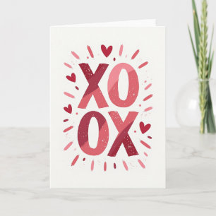 Tarjeta de amor con patrón de corazón Xoxo