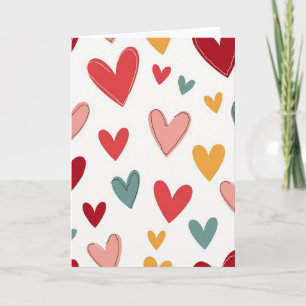 Tarjeta de amor con patrón de corazones coloridos