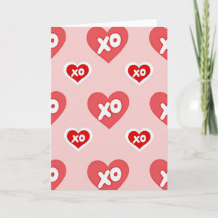 Tarjeta de amor con patrón Xo de corazones