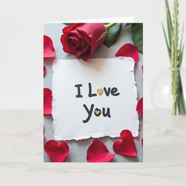 Tarjeta de amor con rosa roja (Anverso)