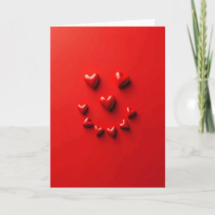 Tarjeta de amor con sonrisa de corazones rojos