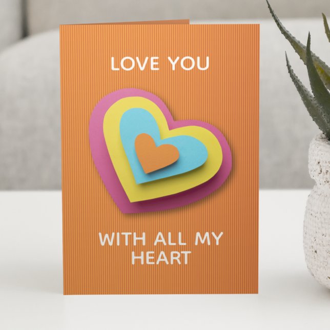 Tarjeta de amor Corazones de papel de moda (Subido por el creador)
