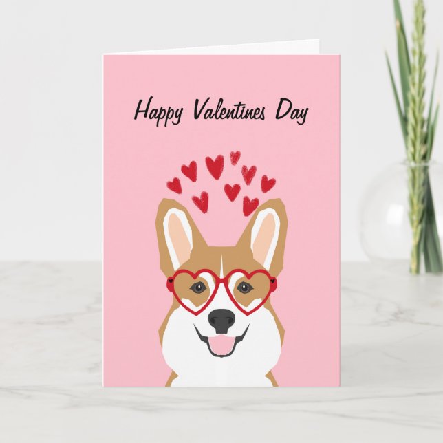 Tarjeta de amor Corgi Valentines - perro lindo (Anverso)
