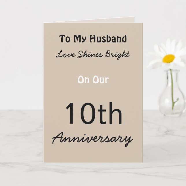 Tarjeta de amor de 10º aniversario para marido. (Planta pequeña)
