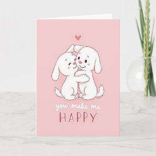 Tarjeta de amor de abrazo de cachorro feliz