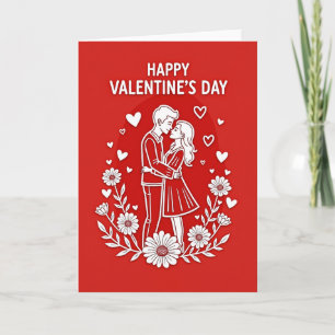 Tarjeta de amor de abrazo del día de San Valentín