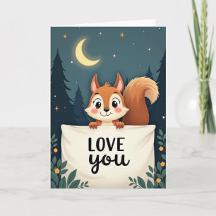 Tarjeta de amor de ardilla adorable