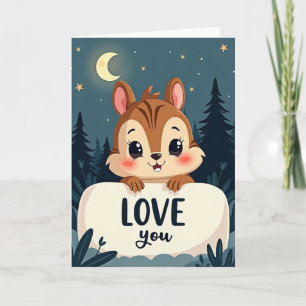 Tarjeta de amor de ardilla chipriota a la luz de l