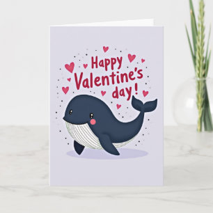 Tarjeta de amor de ballena a rayas de San Valentín