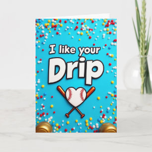 Tarjeta de amor de béisbol Drip