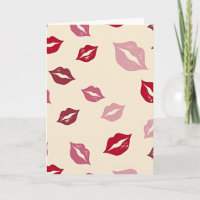 Tarjeta de amor de besos con labios rojos