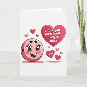 Tarjeta de amor de bola de boliche rosa