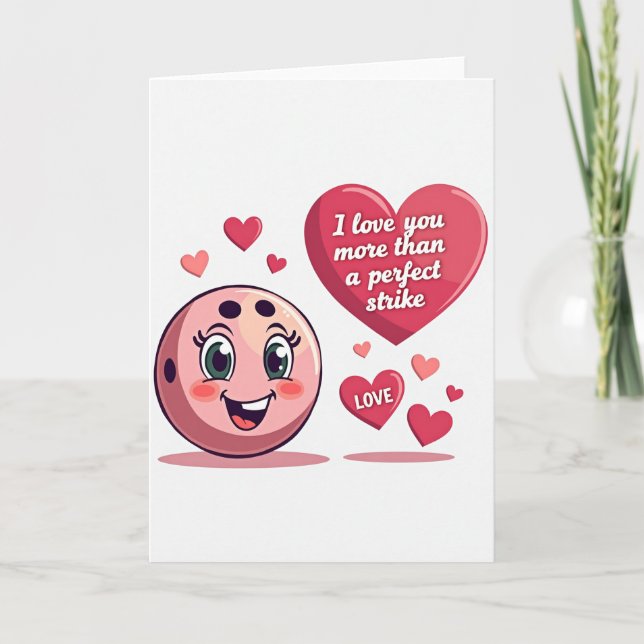 Tarjeta de amor de bola de boliche rosa (Anverso)