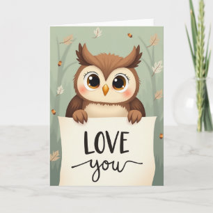Tarjeta de amor de búho otoñal lindo