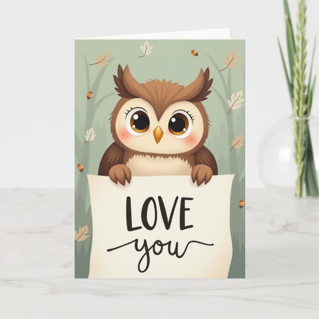 Tarjeta de amor de búho otoñal lindo (Anverso)