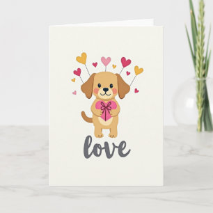 Tarjeta de amor de cachorro con corazón