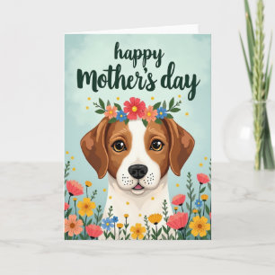Tarjeta de amor de cachorro floral