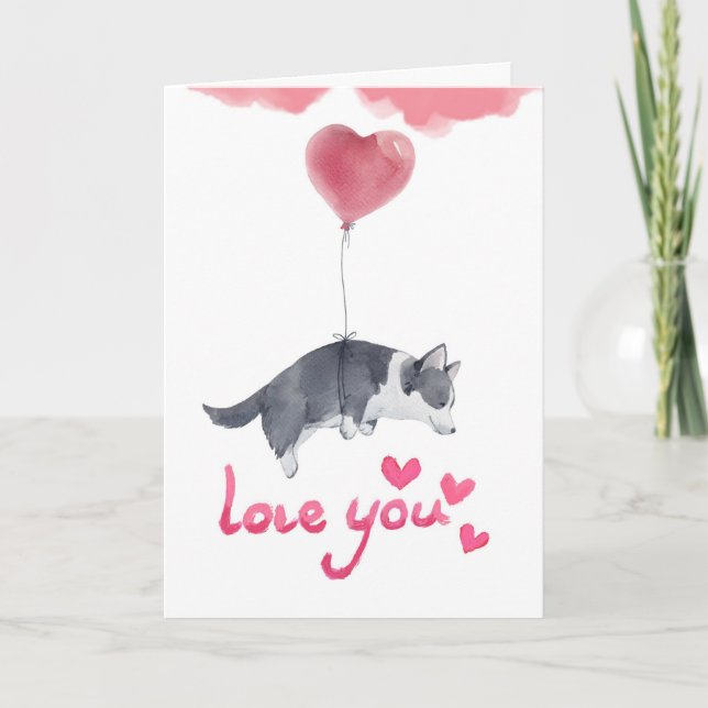 Tarjeta de amor de cachorro lindo (Anverso)