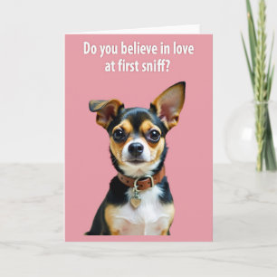 Tarjeta de amor de cachorro lindo que huele