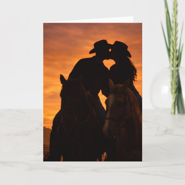 Tarjeta de Amor de Campo al Atardecer Romántico (Anverso)