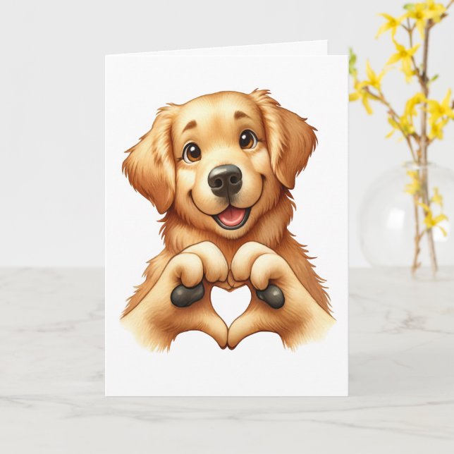 Tarjeta de Amor de Canino Adorable (flor amarilla)