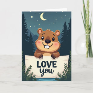 Tarjeta de amor de castor dulce