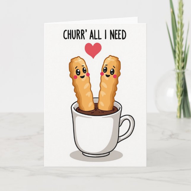 Tarjeta de amor de churro de chocolate lindo (Anverso)
