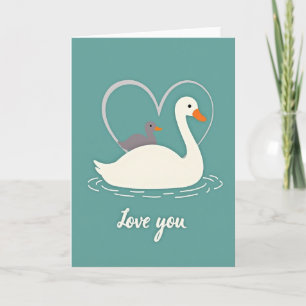 Tarjeta de amor de cisne y patito
