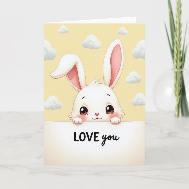 Tarjeta de Amor de Conejito Dulce (Anverso)